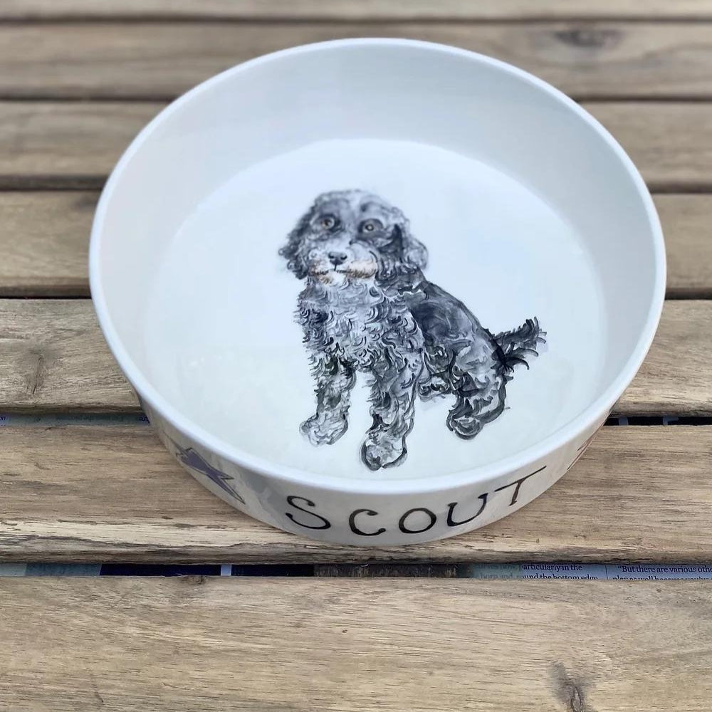 Dog offers bowls, set of 2 handmade colorful ceramic dog bowls