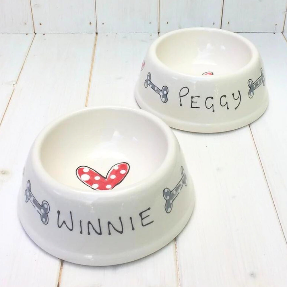 Dog bowls with bones on them best sale