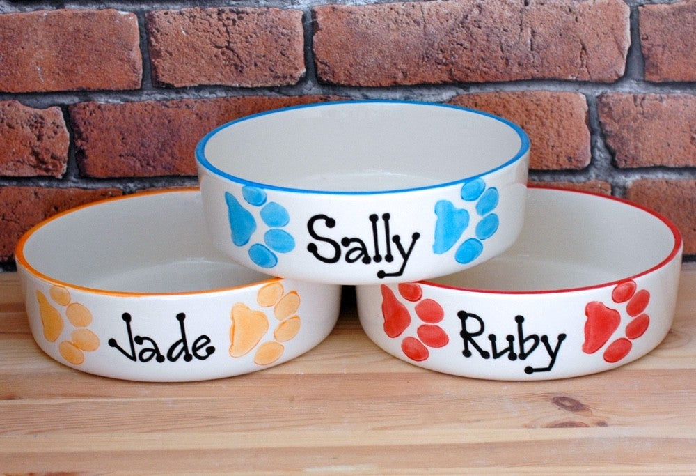 Personalised Ceramic Paw Print Dog Bowls | Crazy Fur You – Chelsea Dogs