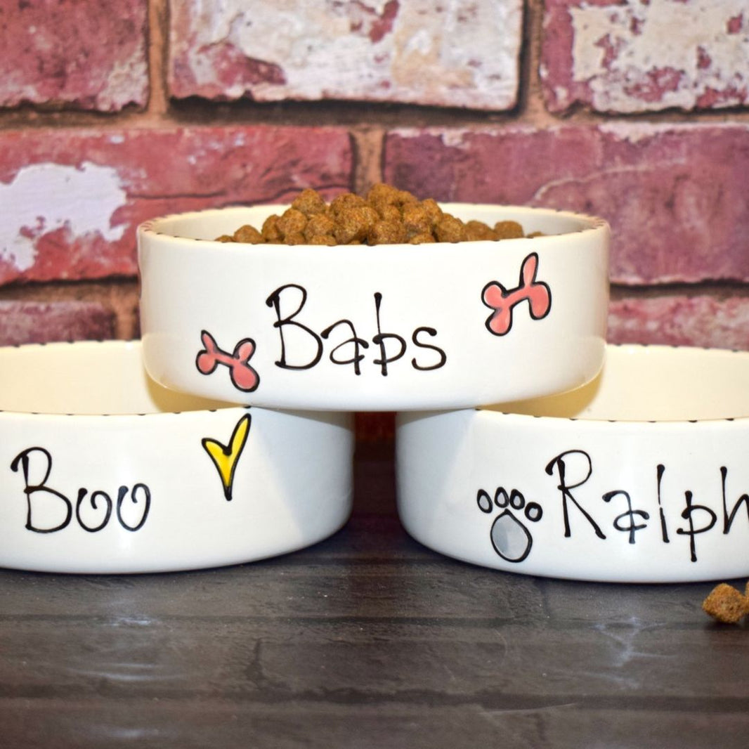 Dog bowls, set of 2 handmade colorful orders ceramic dog bowls