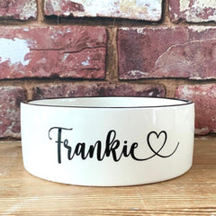 Personalised Heart Font Dog Bowls